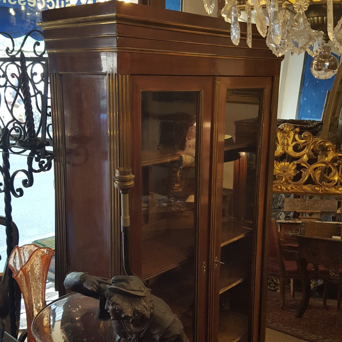Small Louis XVI Mahogany And Brass Showcase-photo-1