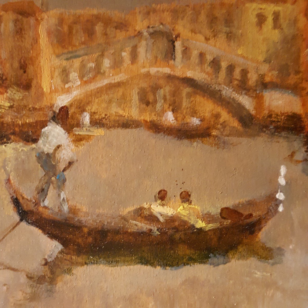 Venice: The Grand Canal Oil On Panel -photo-1