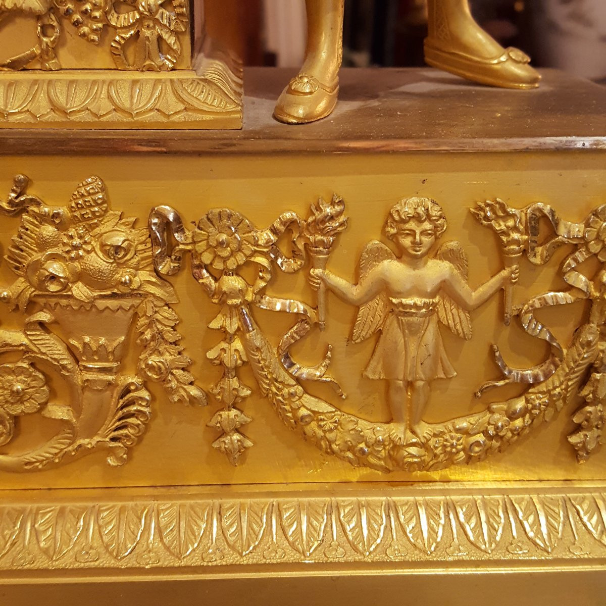 The Musicians "troubadour" Charles X Gilt Bronze Clock-photo-2