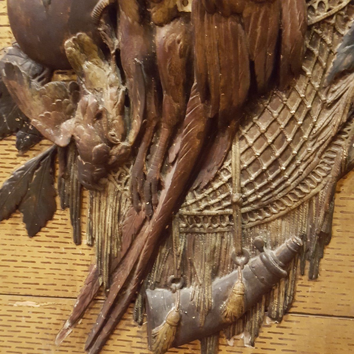 Trumeau " trophée de chasse" sculpture  , boiserie-photo-3