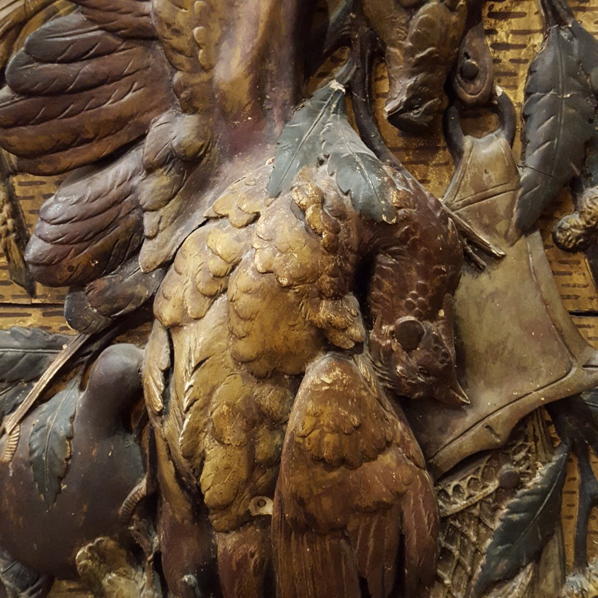 Trumeau " trophée de chasse" sculpture  , boiserie-photo-4