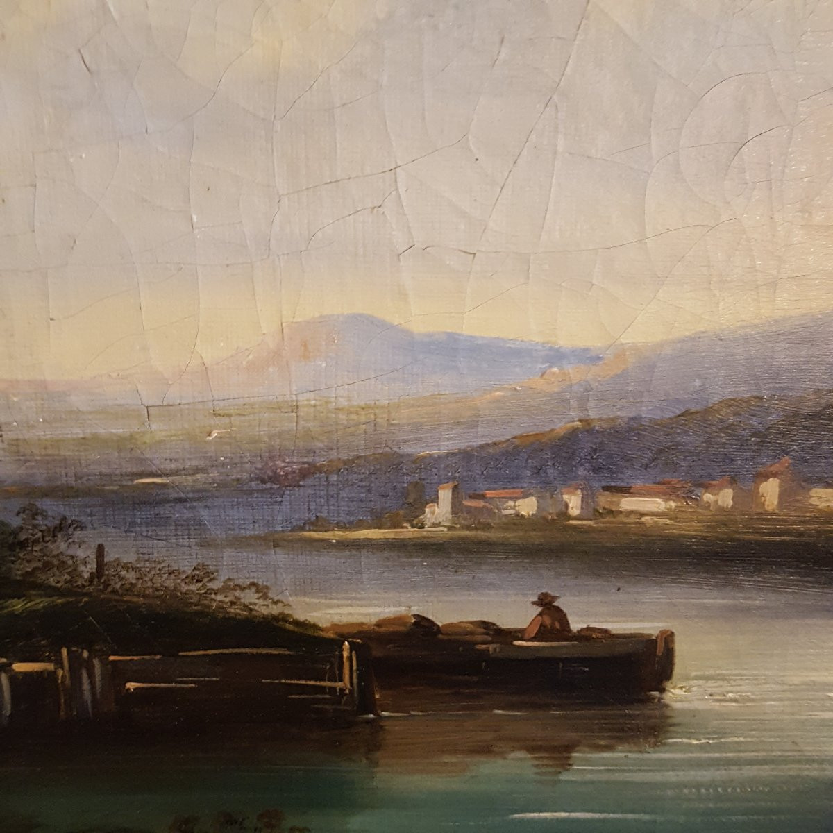 Mountain Near The Lake 19th Century Canvas-photo-2