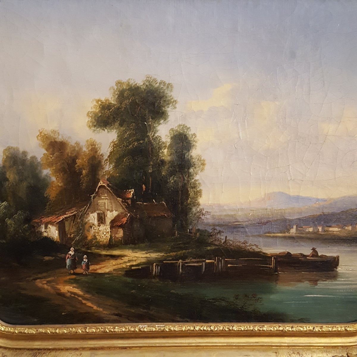 Mountain Near The Lake 19th Century Canvas-photo-3