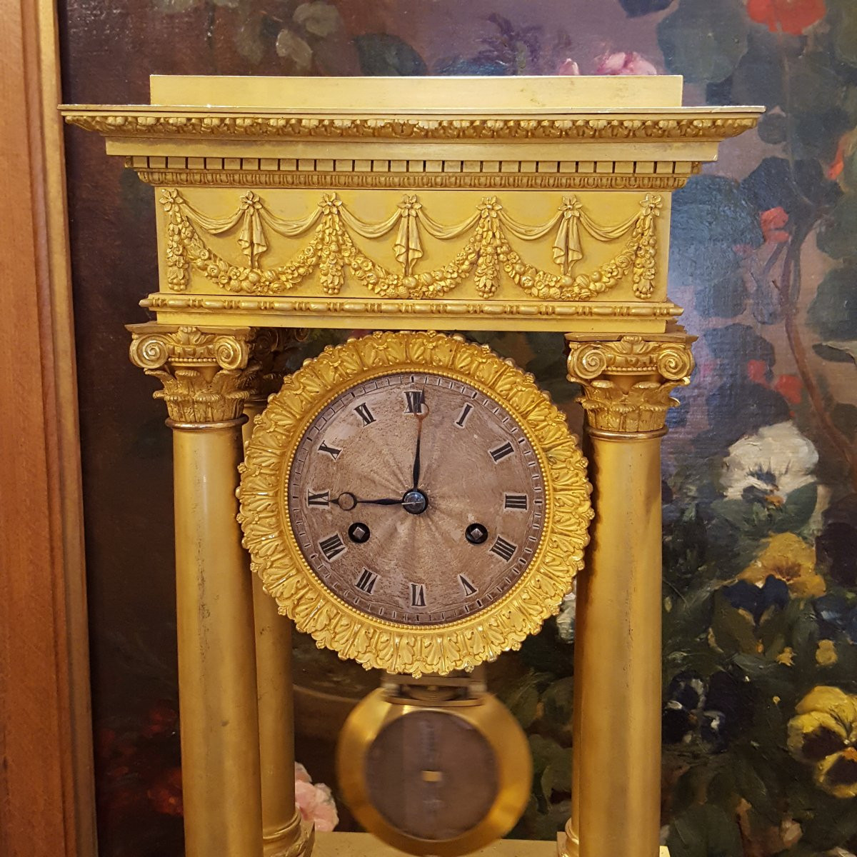 Pendule bronze doré Empire-photo-2