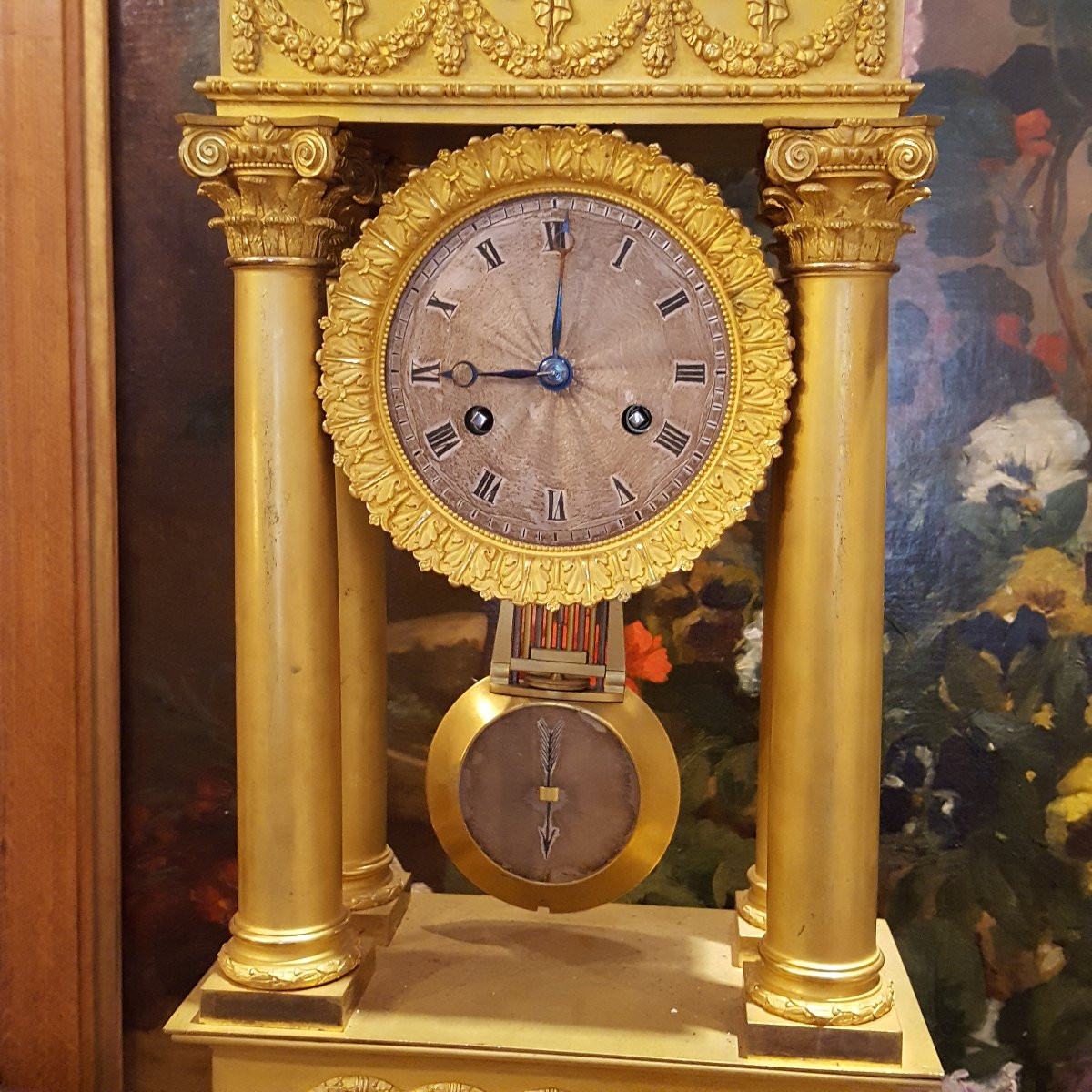 Pendule bronze doré Empire-photo-4