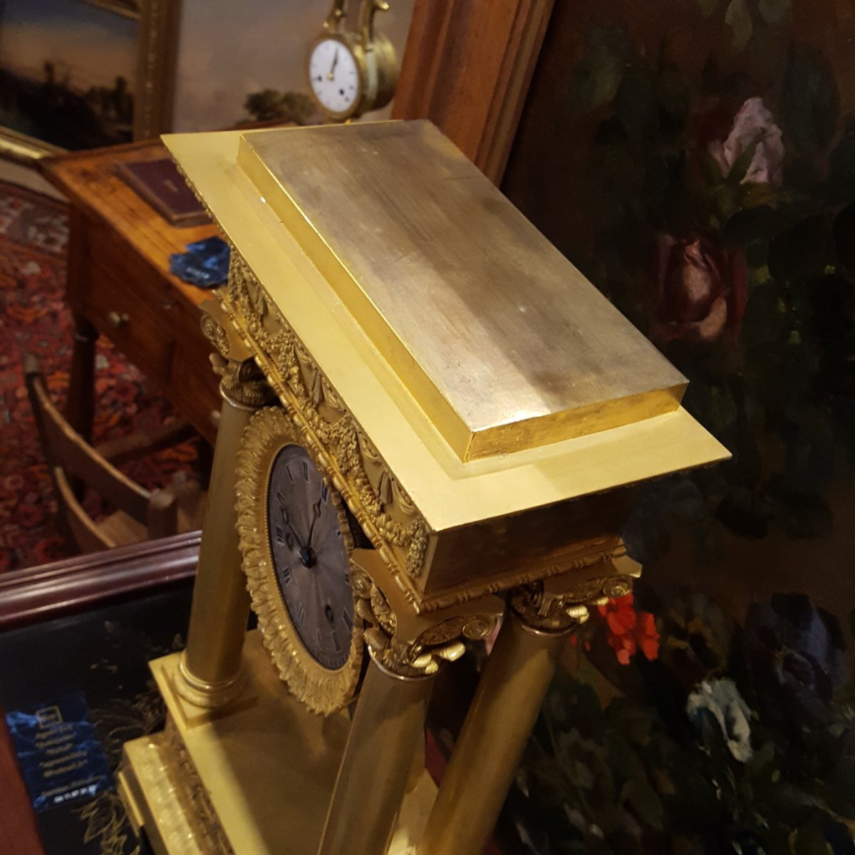 Pendule bronze doré Empire-photo-5
