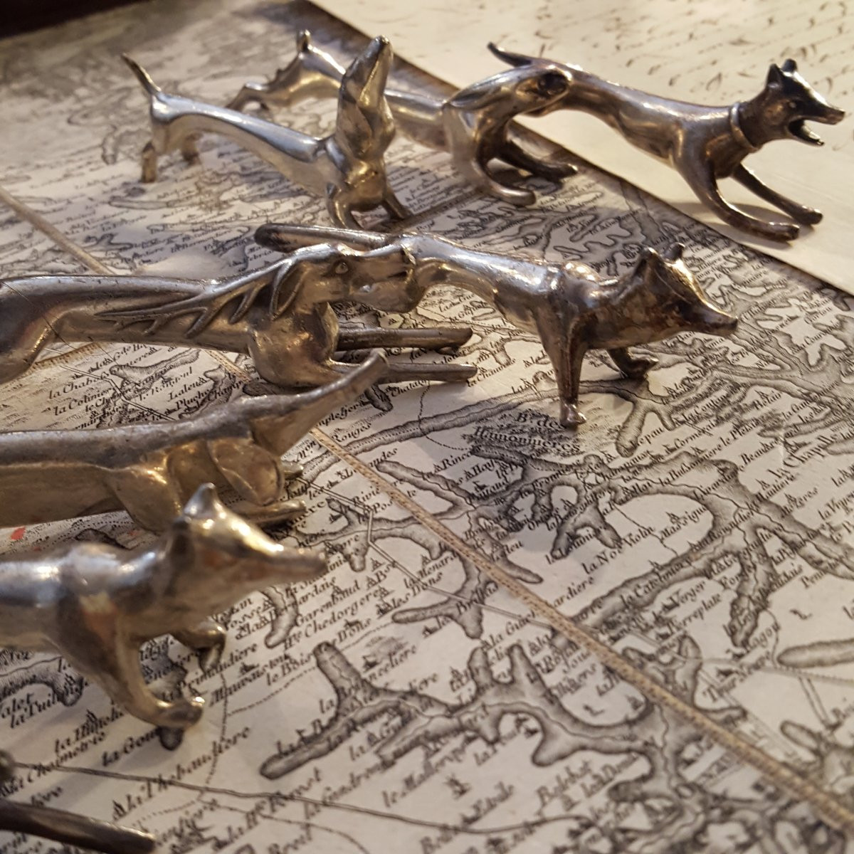 Bronze argenté: Portes Couteaux  animaliers 1930-photo-3