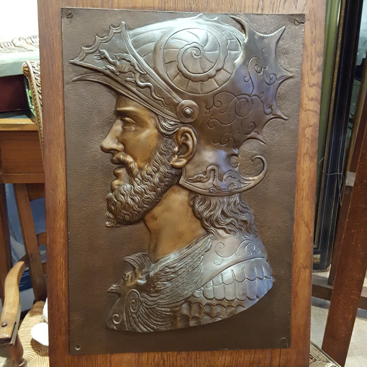 Profil en bronze d'un guerrier Italie XIXème