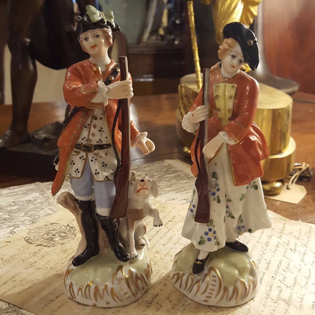 Dresden: Pair Of Porcelain Subjects: 18th Century Hunting Costumes-photo-4