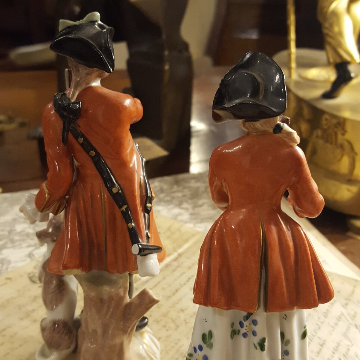 Dresden: Pair Of Porcelain Subjects: 18th Century Hunting Costumes-photo-2