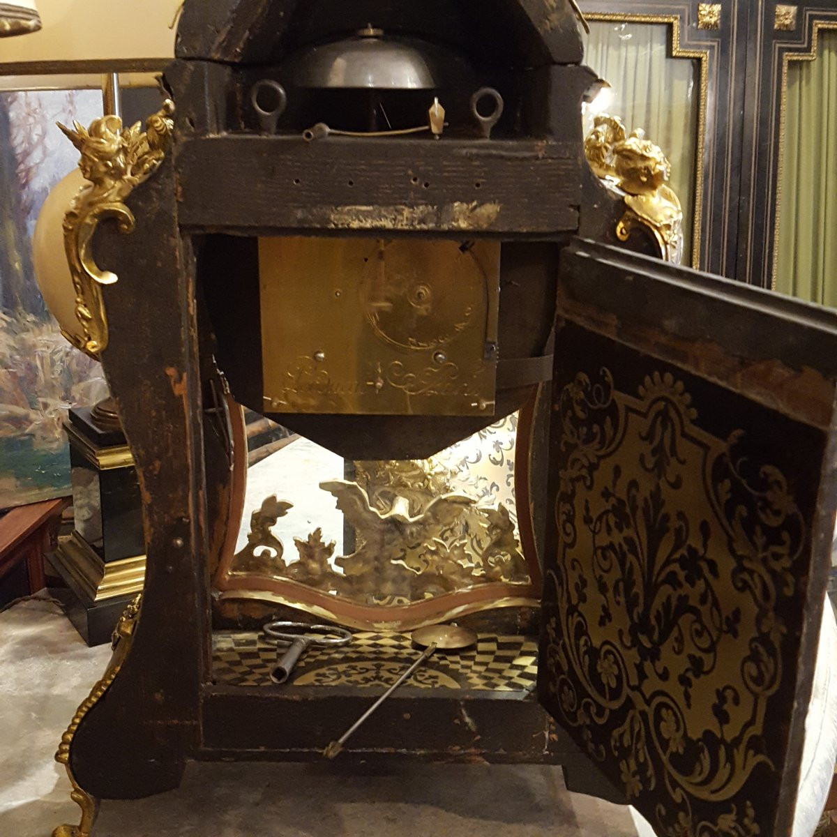 Boulle XVIIth: Cartel And Its Console-photo-4