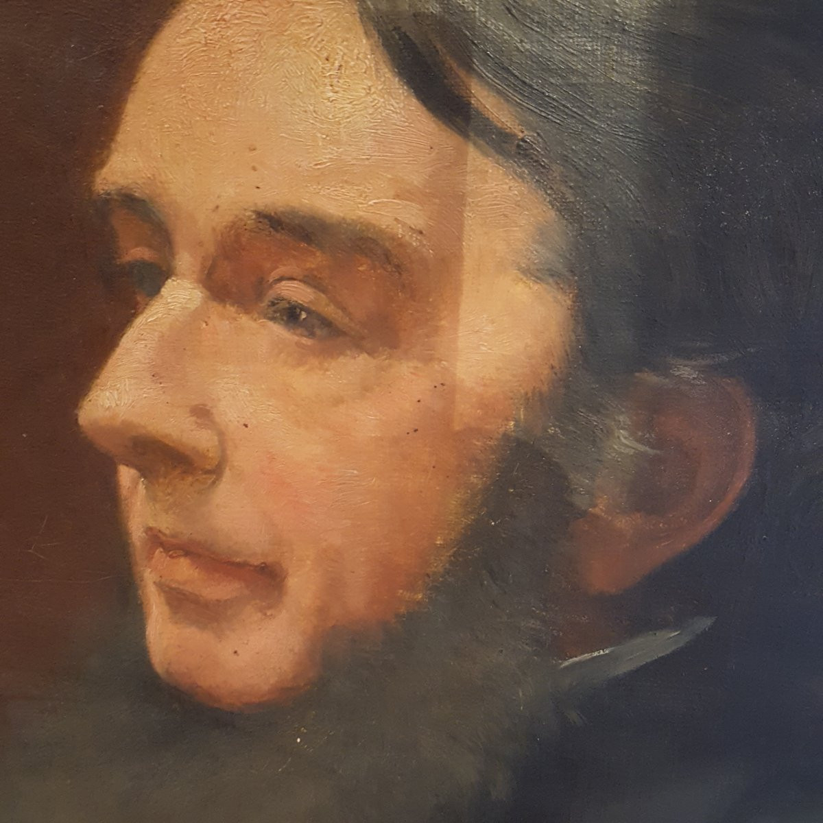 A.Bachelin 1830-1890 : Portrait profil d'homme-photo-2