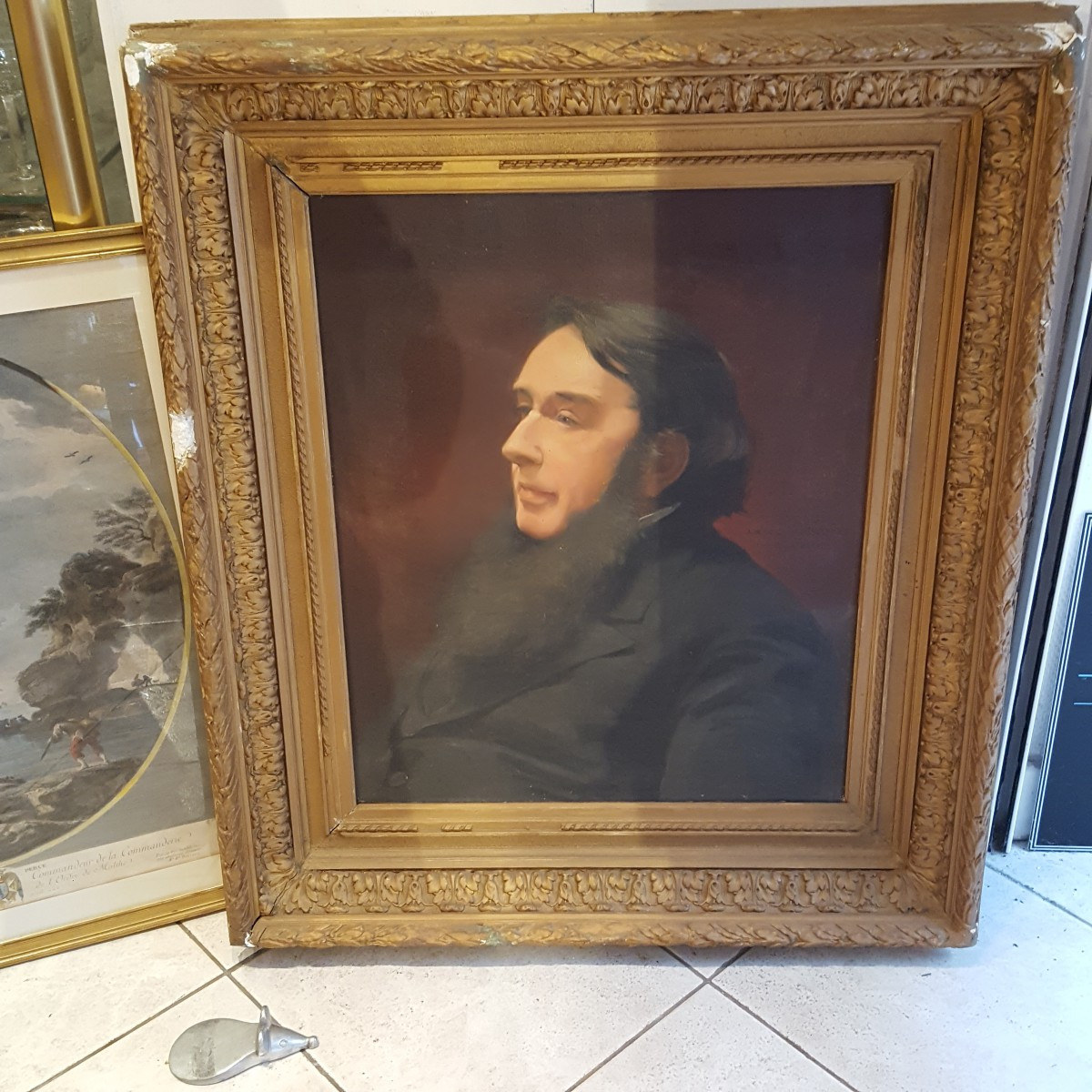 A.Bachelin 1830-1890 : Portrait profil d'homme