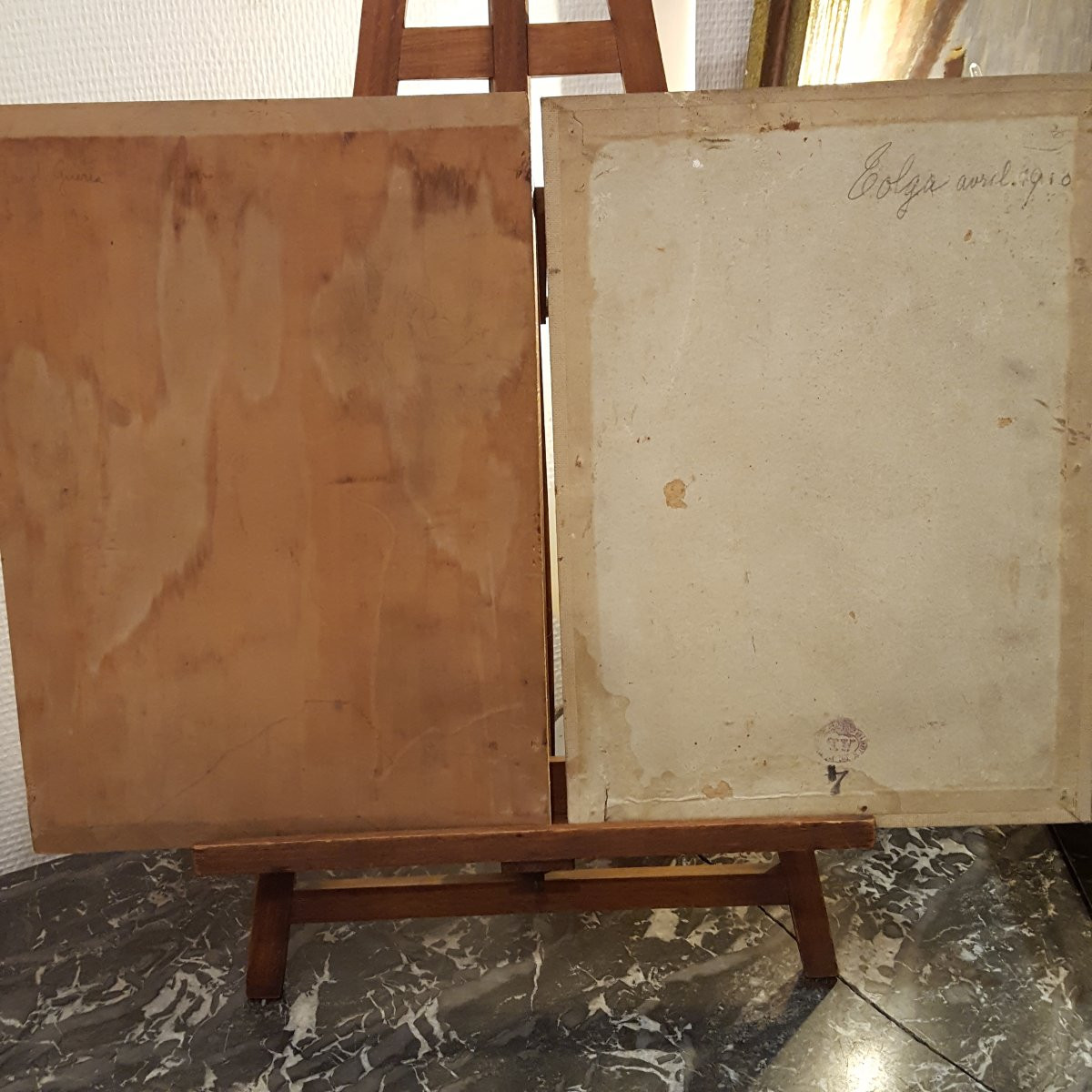 Alexis Auguste Delahogue Biskra 1910 Two Paintings Animated Streets-photo-2