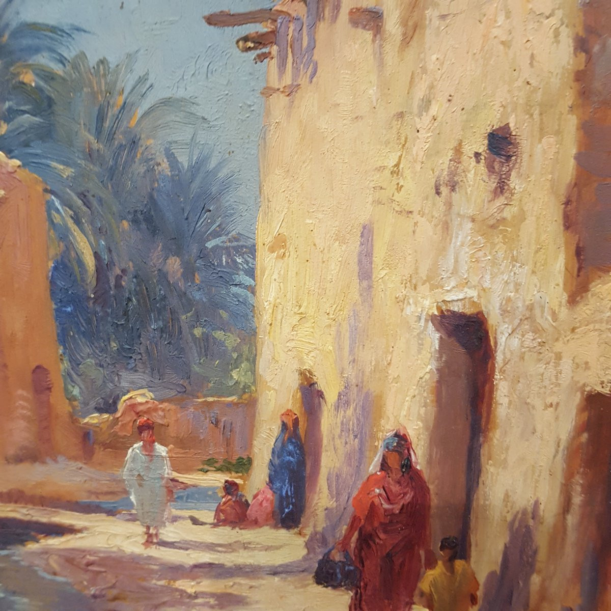 Alexis Auguste Delahogue Biskra 1910 Two Paintings Animated Streets-photo-3