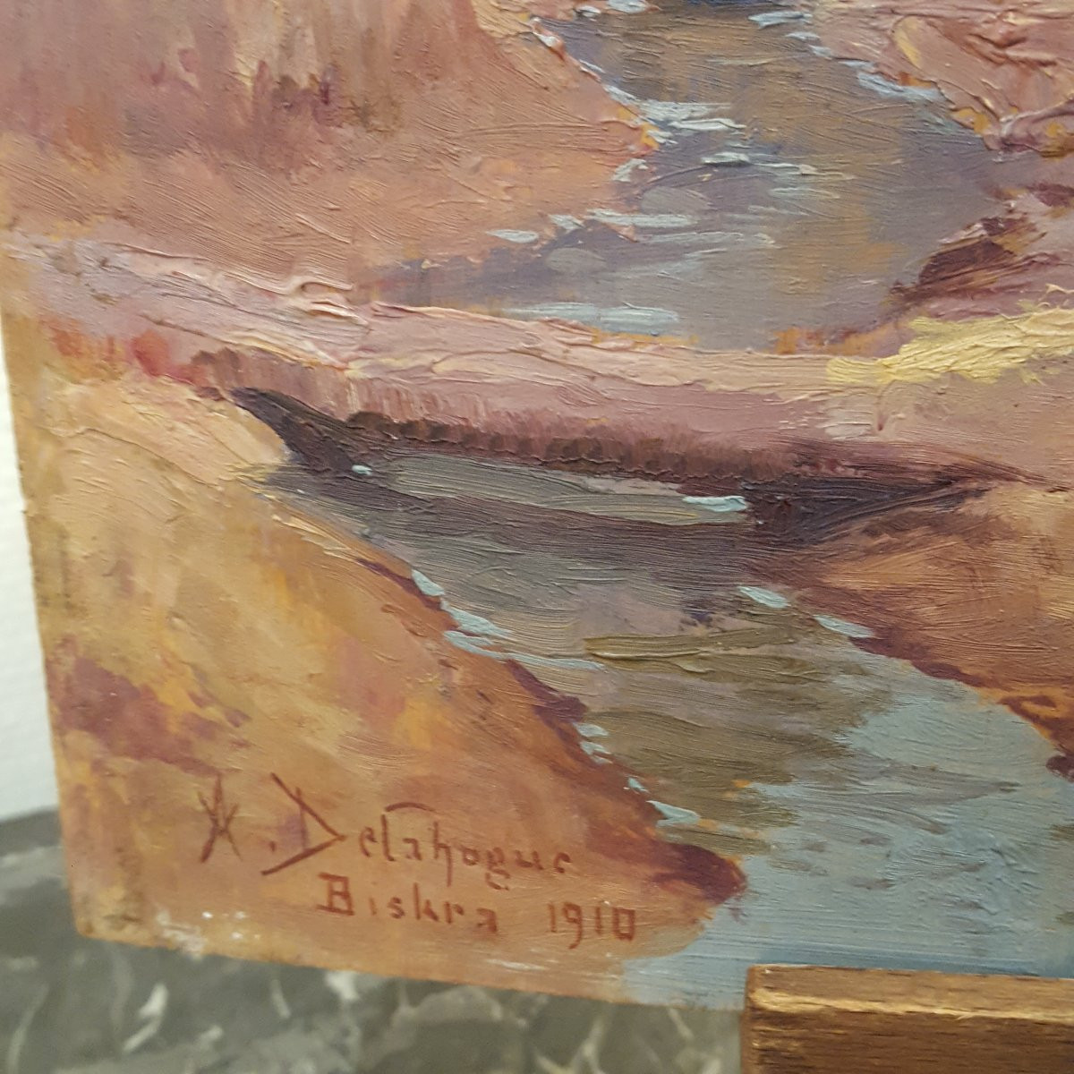 Alexis Auguste Delahogue Biskra 1910 Two Paintings Animated Streets-photo-4