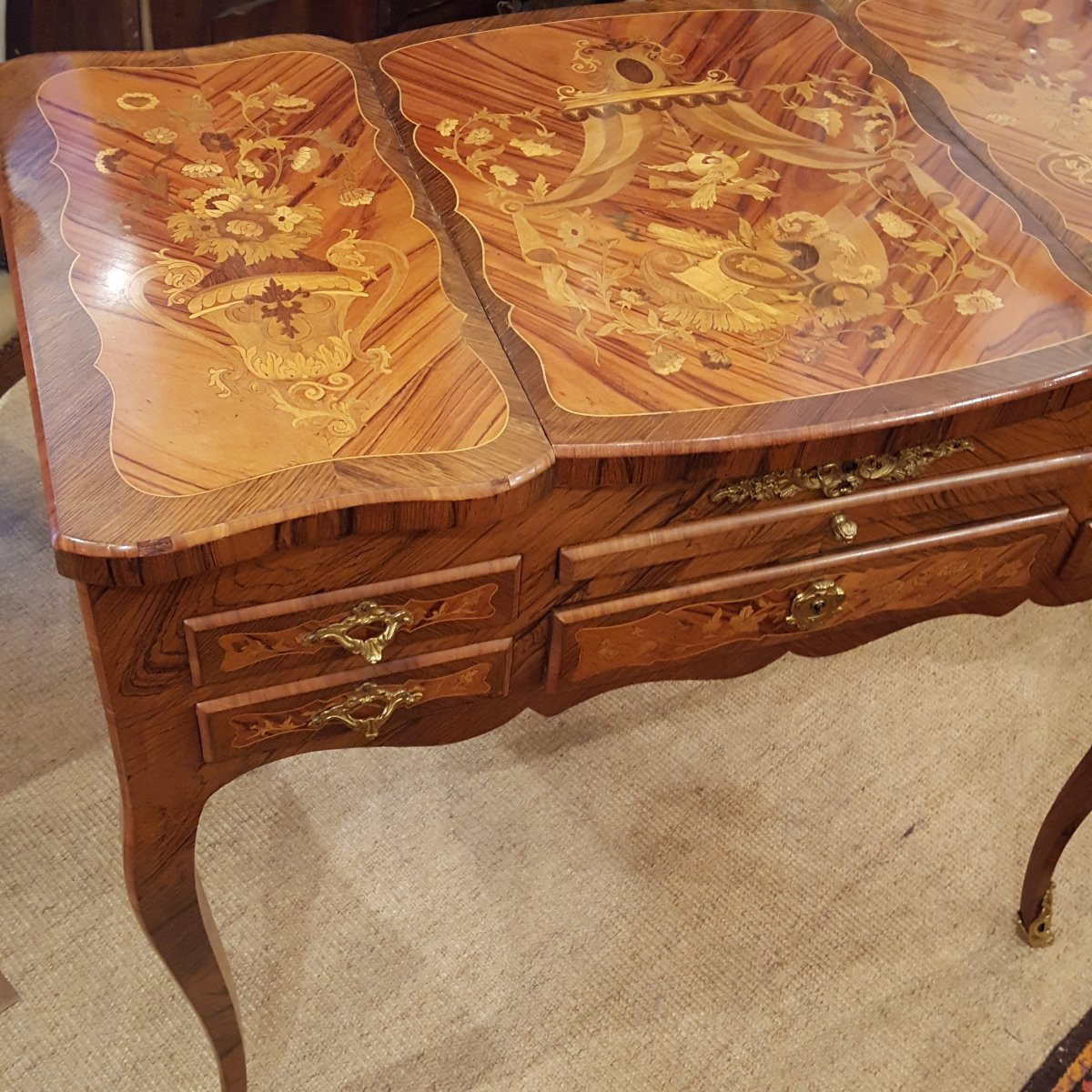 Dressing Table Transitional Marquetry And Bronze -photo-3