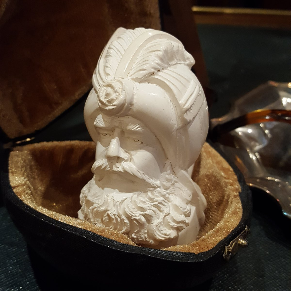 Deux pipes en écume de mer sculpté têtes orientalistes-photo-4