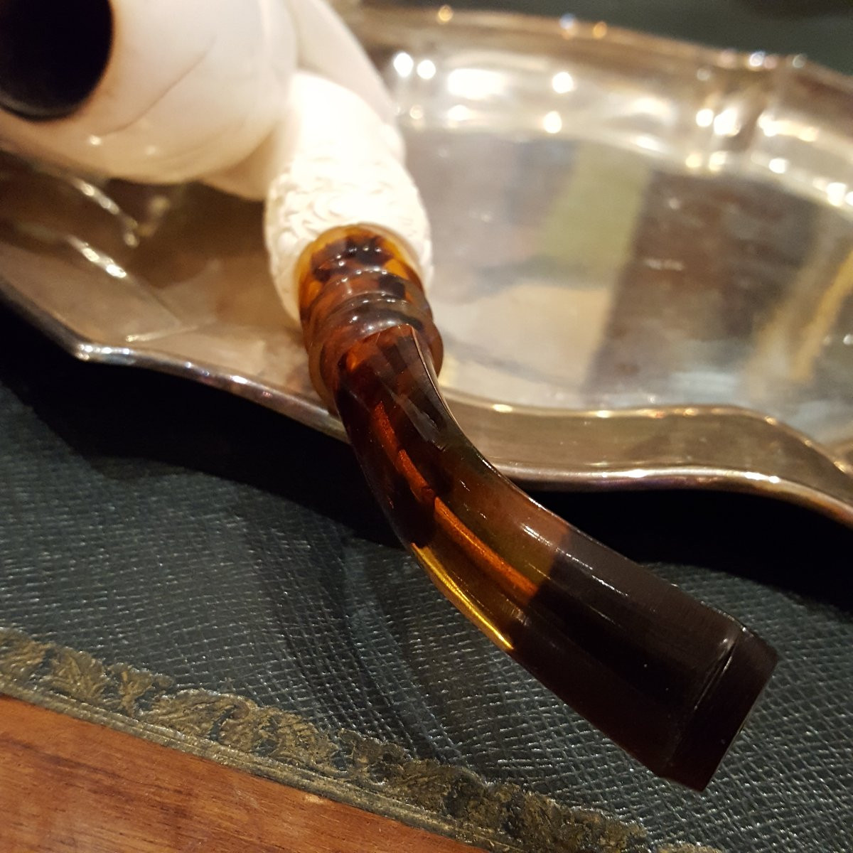 Deux pipes en écume de mer sculpté têtes orientalistes-photo-3