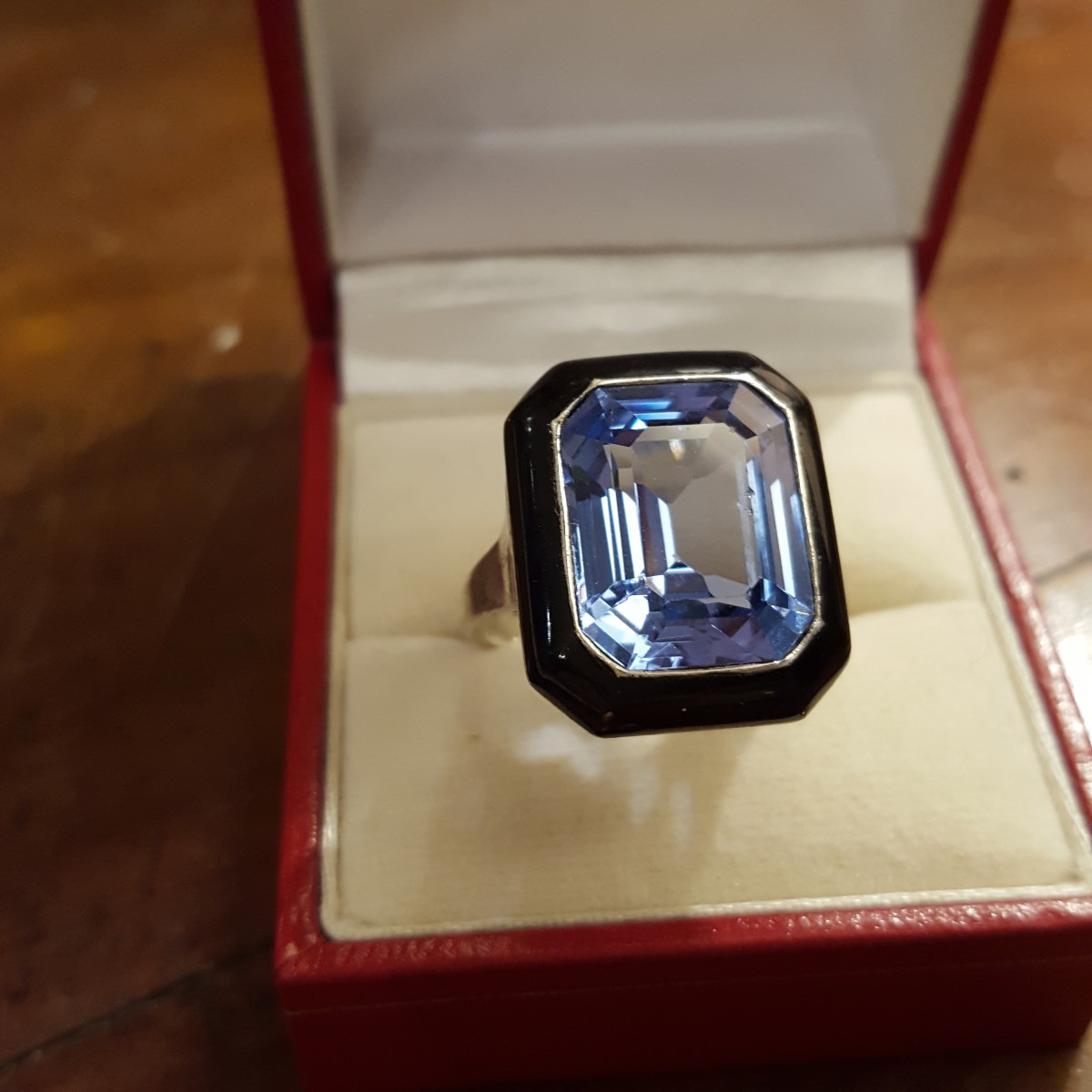 Black Enamel Art Deco Ring