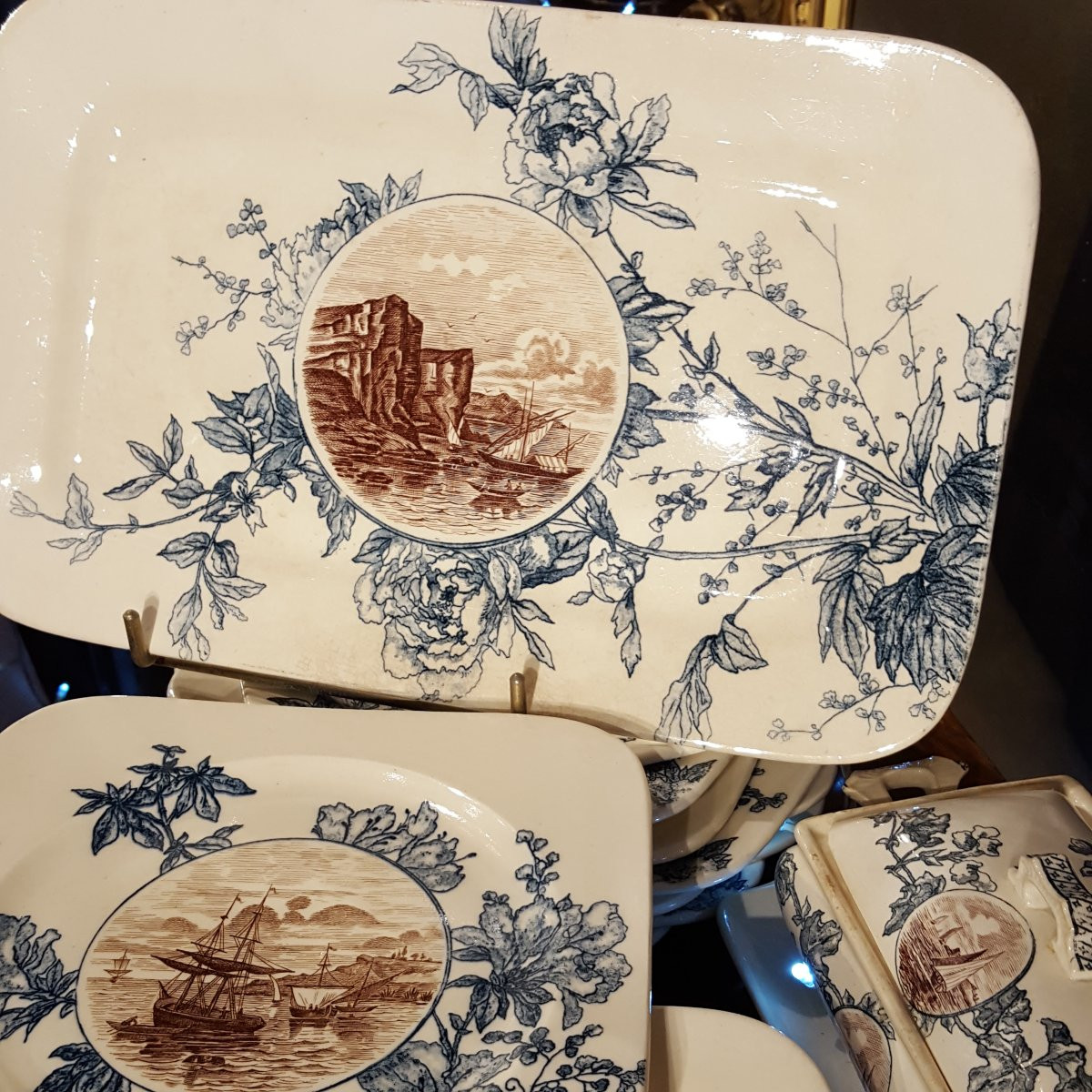 36 pièces faience de Salins : Les Bateaux  1900-photo-3