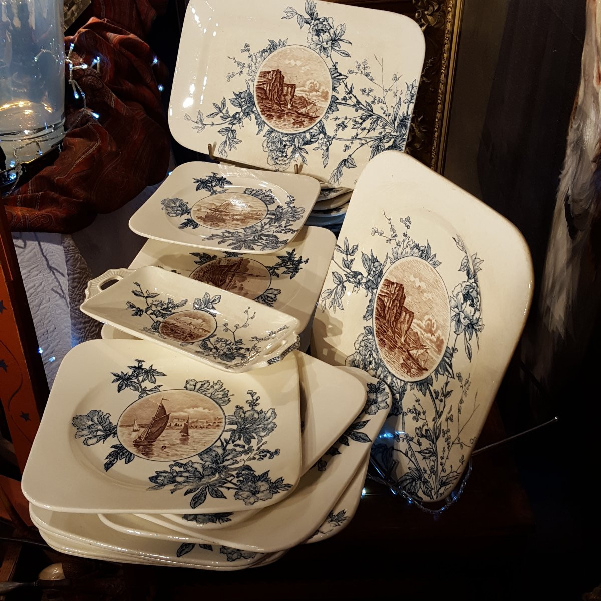 36 pièces faience de Salins : Les Bateaux  1900-photo-4