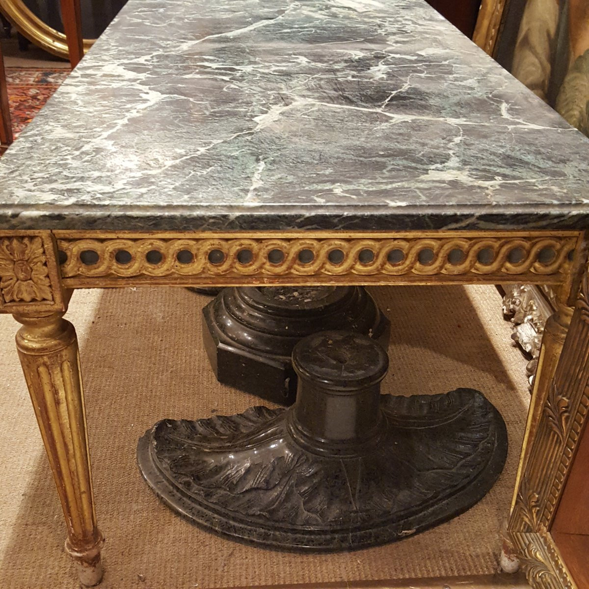 Table basse Louis XVI bois doré-photo-2