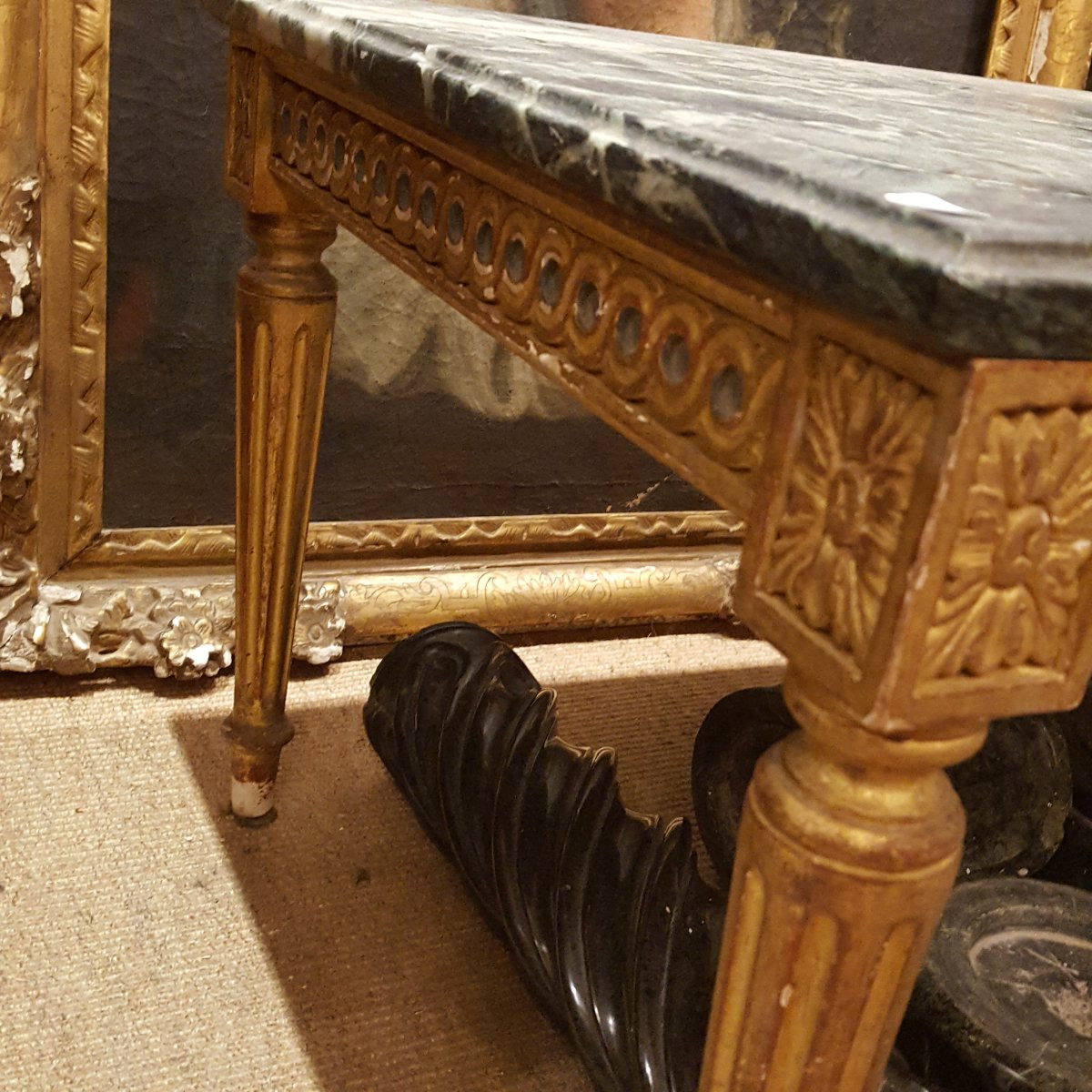 Table basse Louis XVI bois doré-photo-3