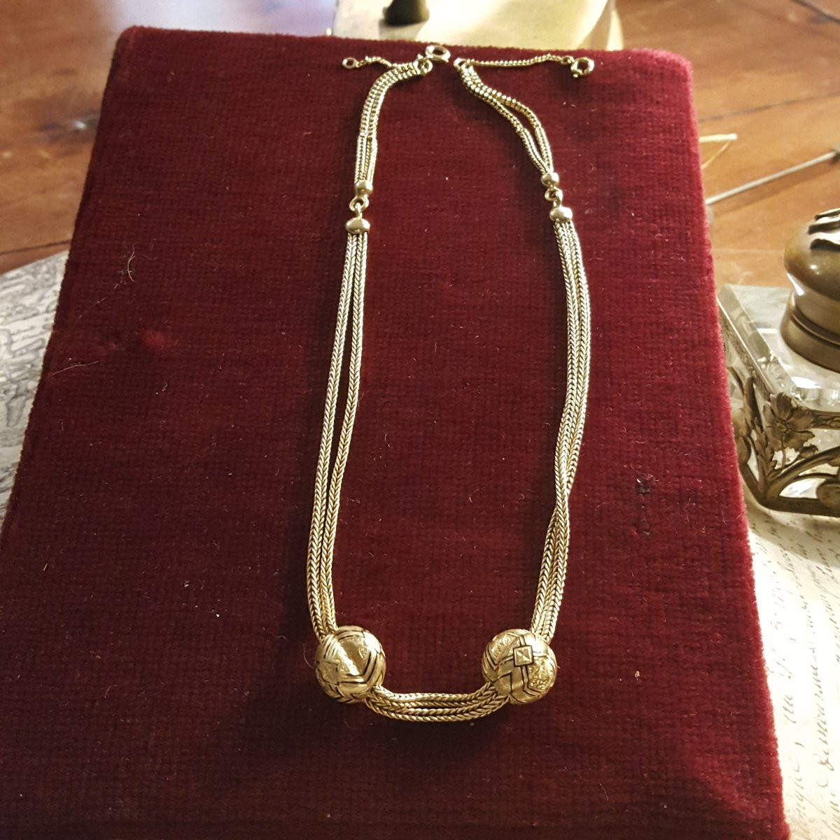 Collier Email Napoléon III boules coulissantes-photo-4