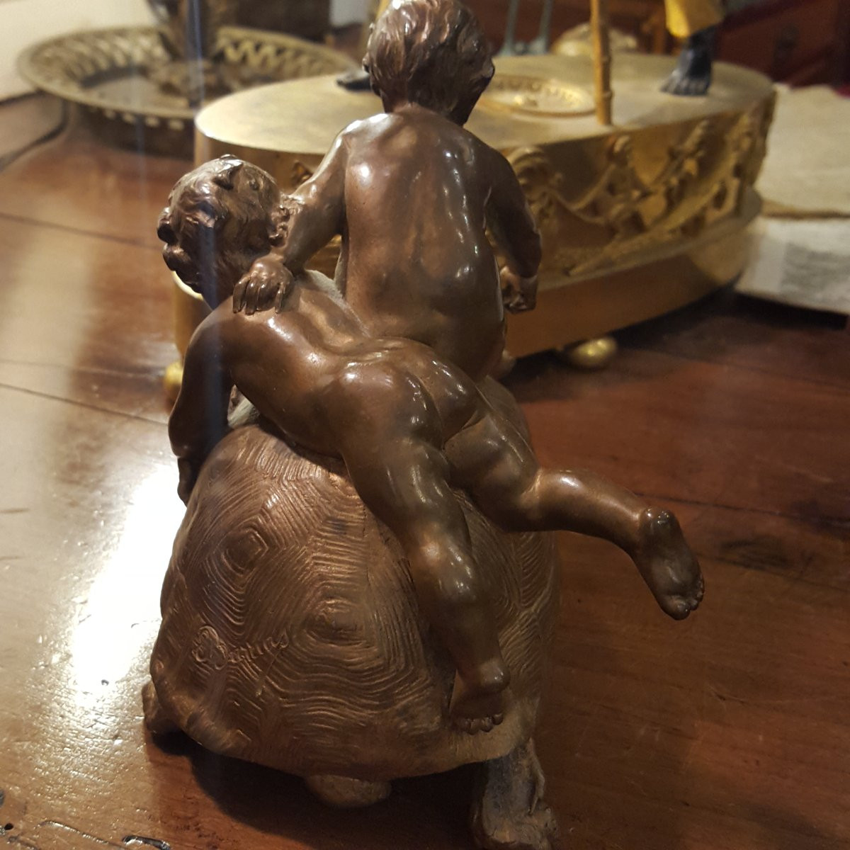 Louis Ernest Barrias bronze Barbedienne: Enfants sur une Tortue -photo-3