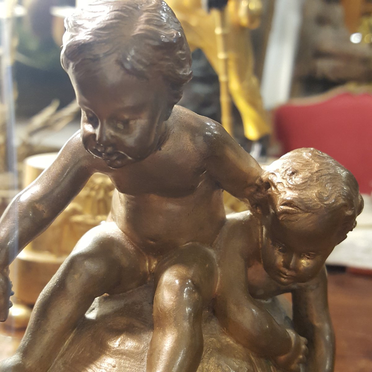 Louis Ernest Barrias bronze Barbedienne: Enfants sur une Tortue -photo-3