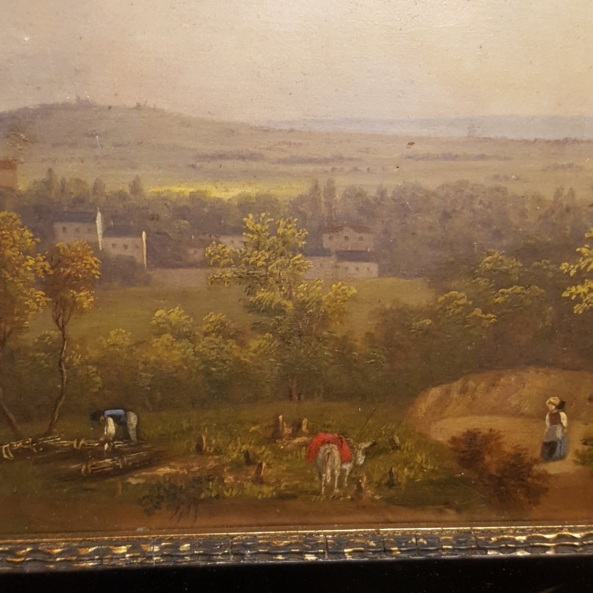 19th Century Painting Peasant Scene-photo-3
