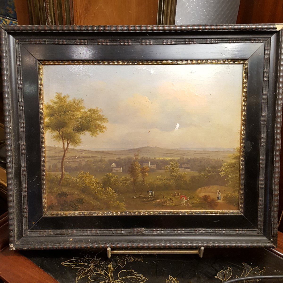 19th Century Painting Peasant Scene-photo-1