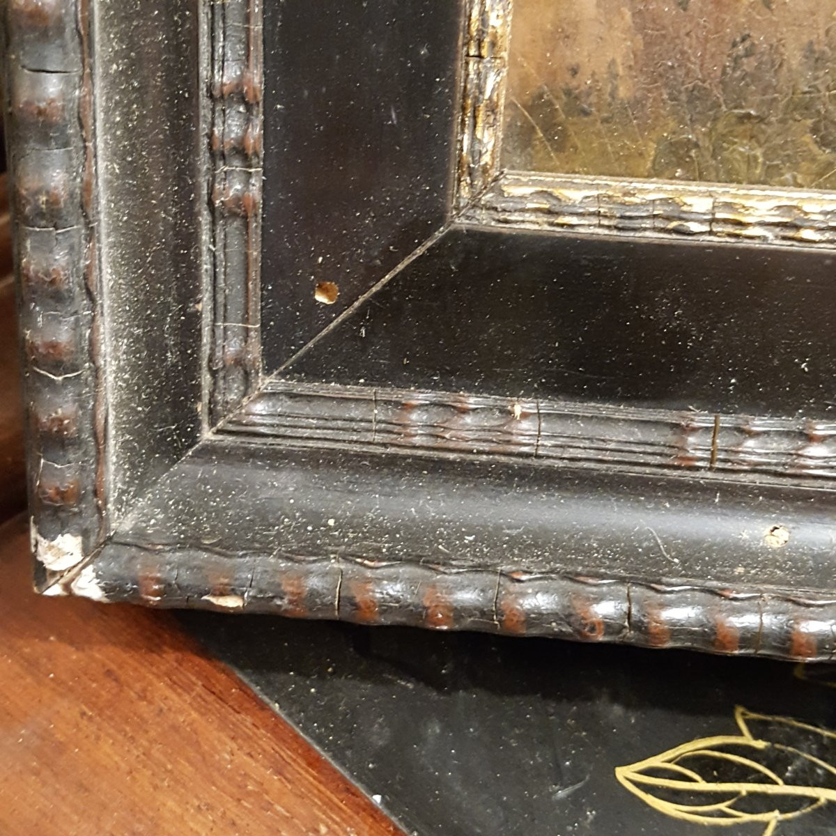 19th Century Painting Peasant Scene-photo-5