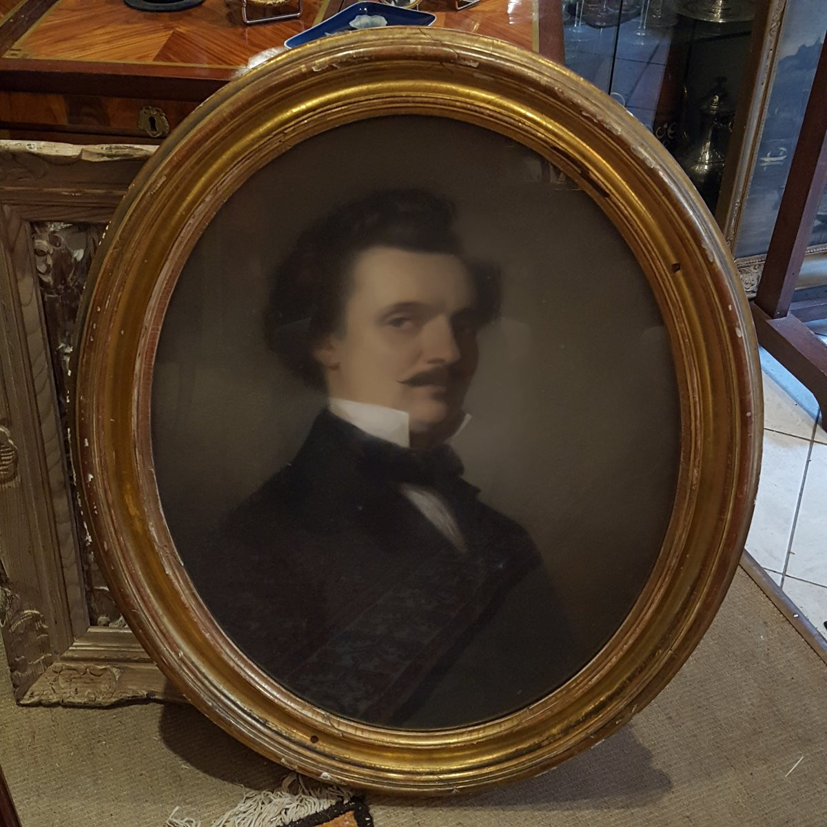 Portrait XIXème 1859" l'Homme à le Moustache"-photo-4