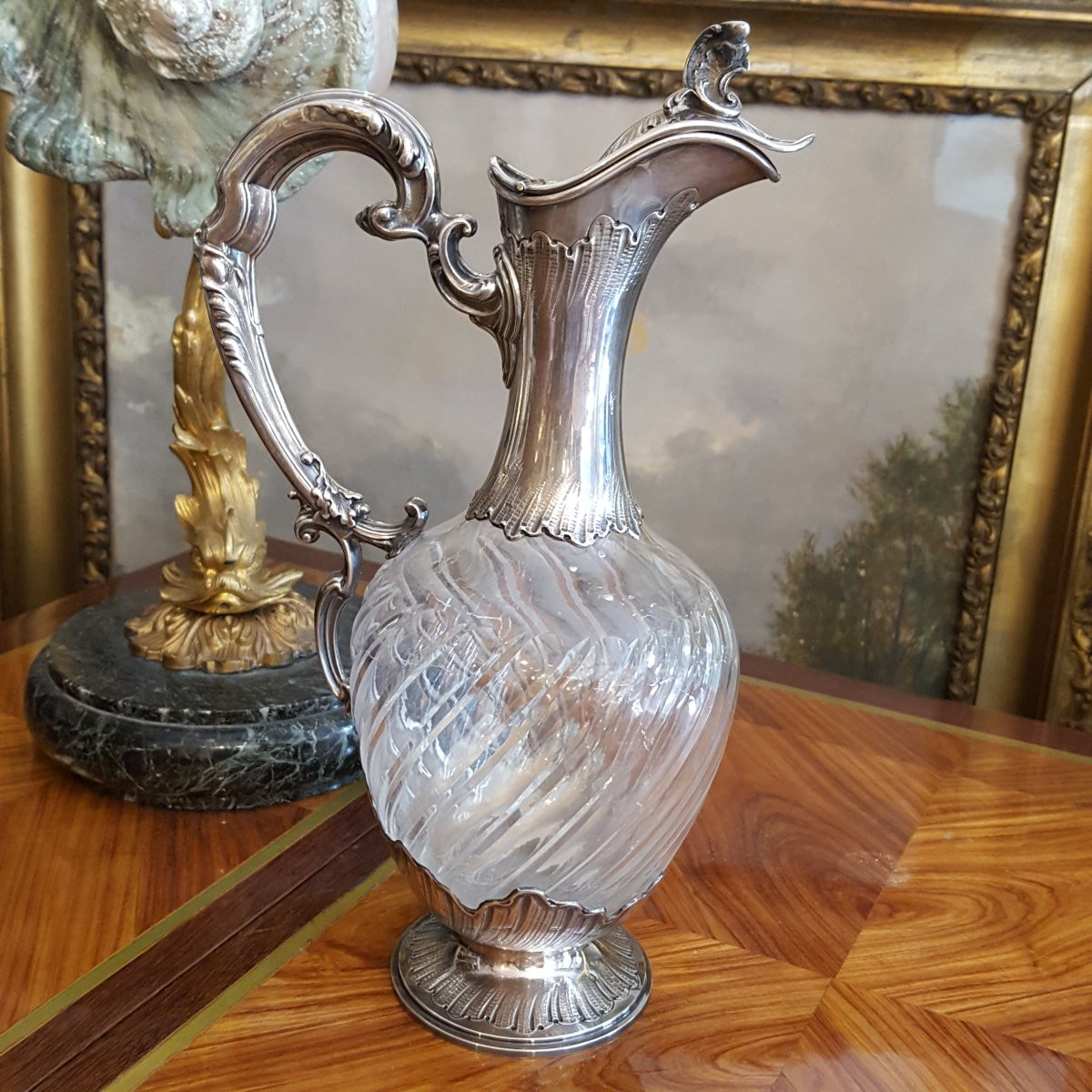 Crystal And Silver Ewer 19th Century-photo-3