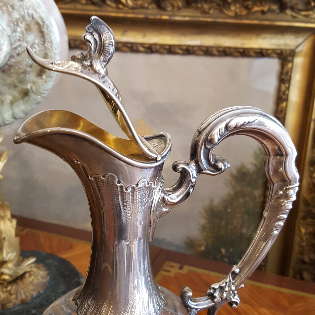 Crystal And Silver Ewer 19th Century-photo-4