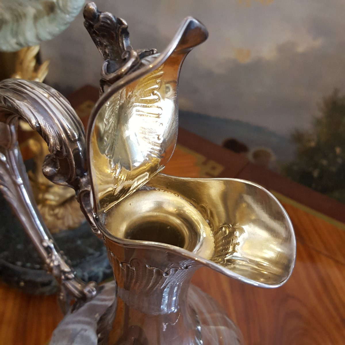 Crystal And Silver Ewer 19th Century-photo-5