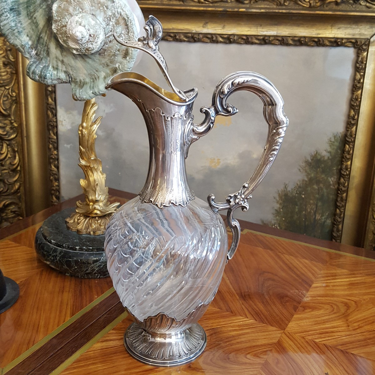 Crystal And Silver Ewer 19th Century