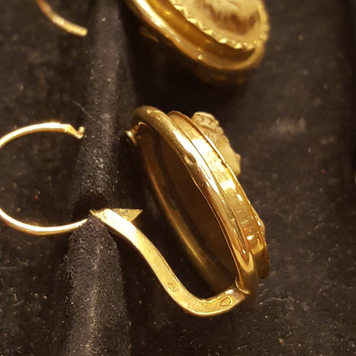 Gold Cameo Earrings 19th Century Restoration-photo-3