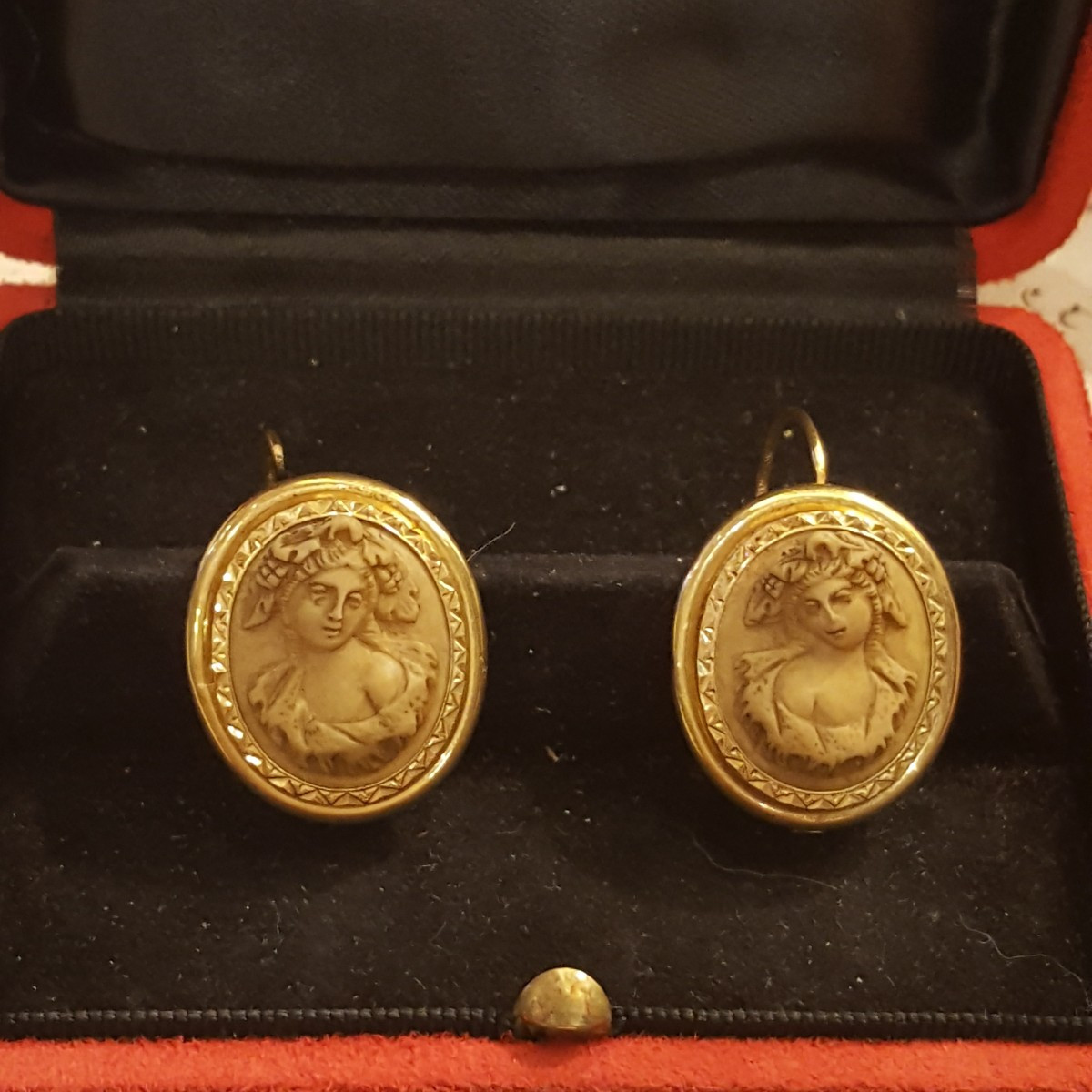 Gold Cameo Earrings 19th Century Restoration