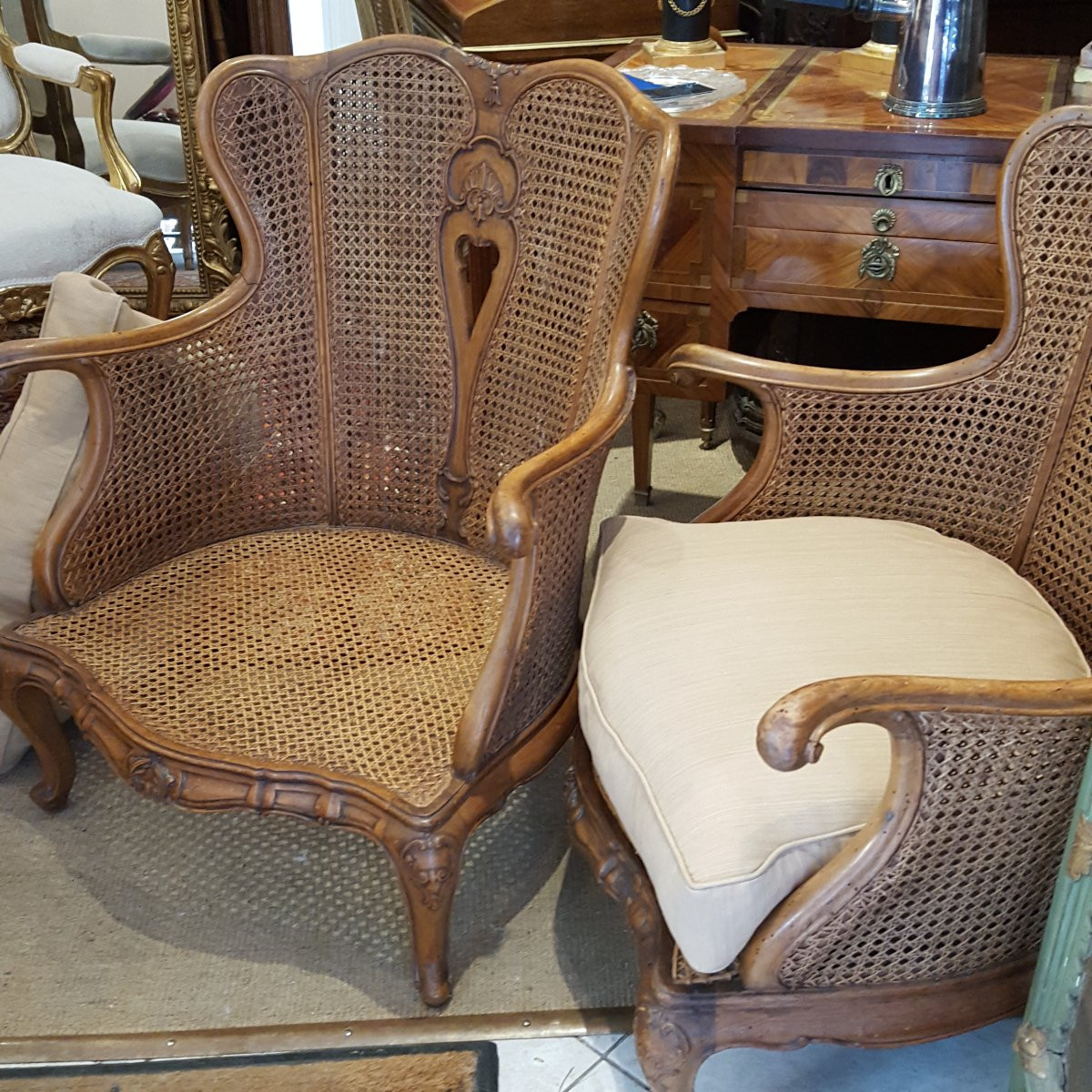 Paire de fauteuils bas 1900 cannés-photo-2