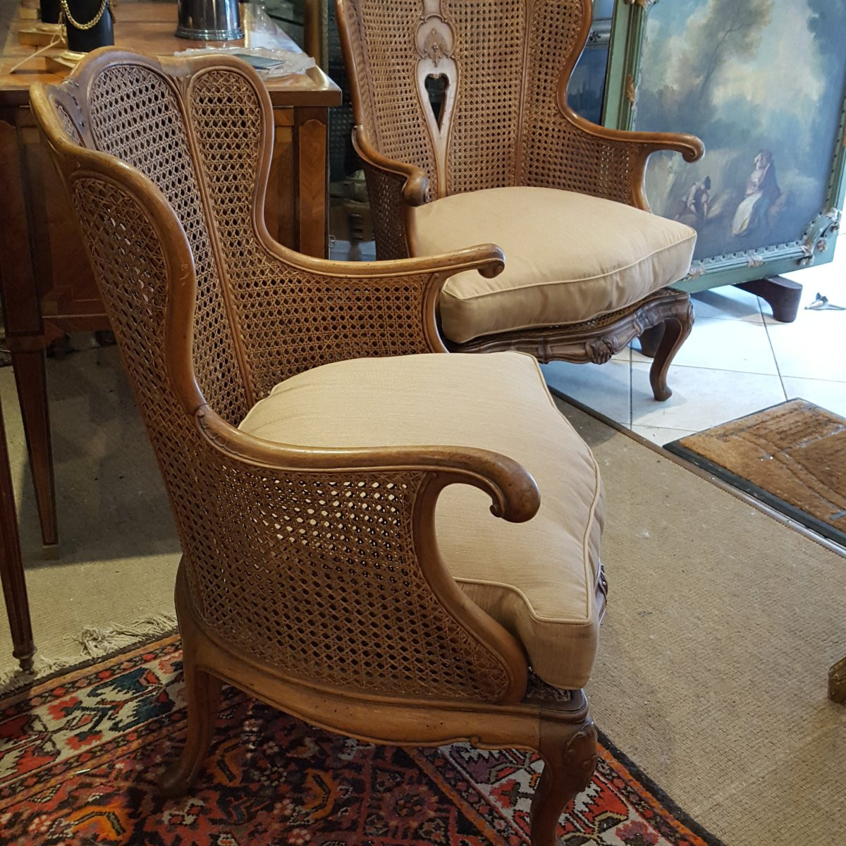 Paire de fauteuils bas 1900 cannés-photo-1