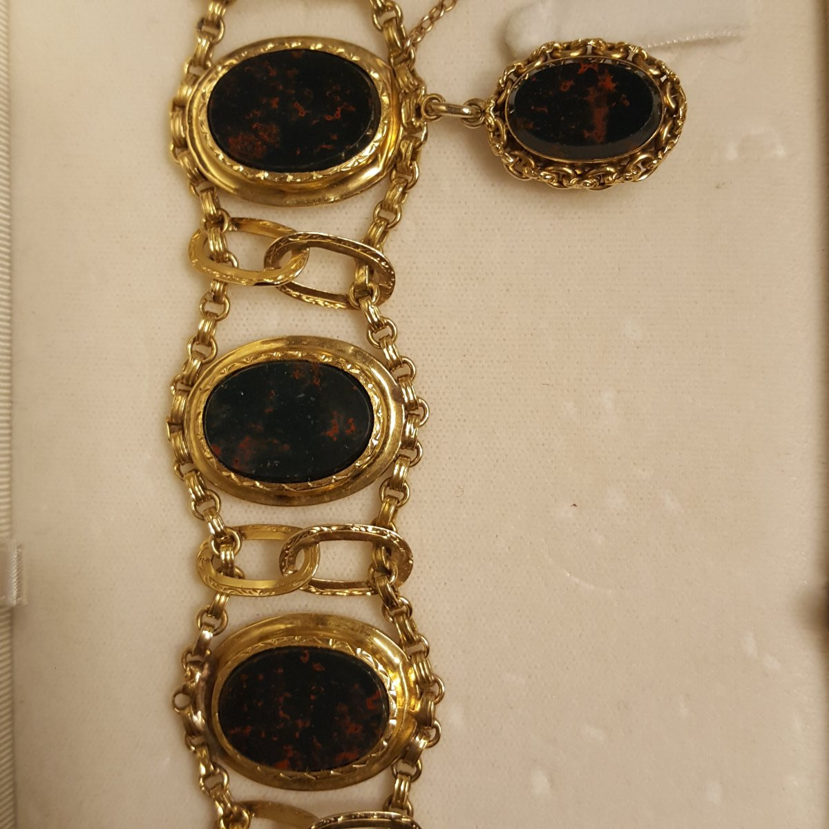 Bracelet Jaspe sanguin et or Charles X-photo-4