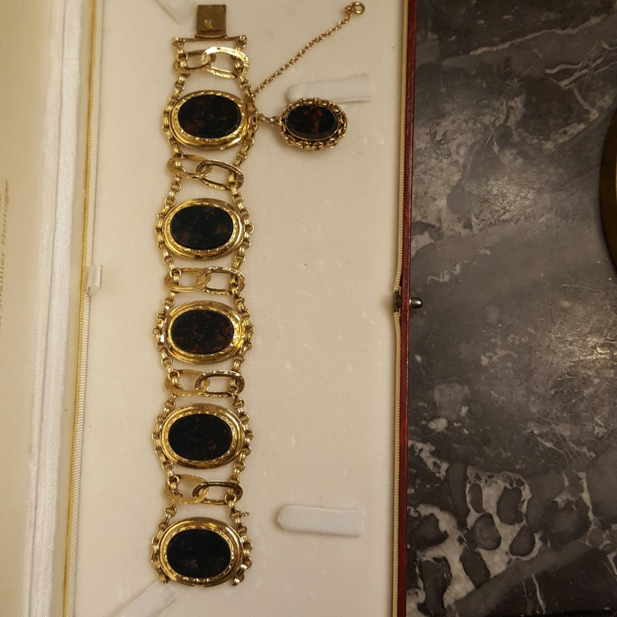 Bracelet Jaspe sanguin et or Charles X-photo-1