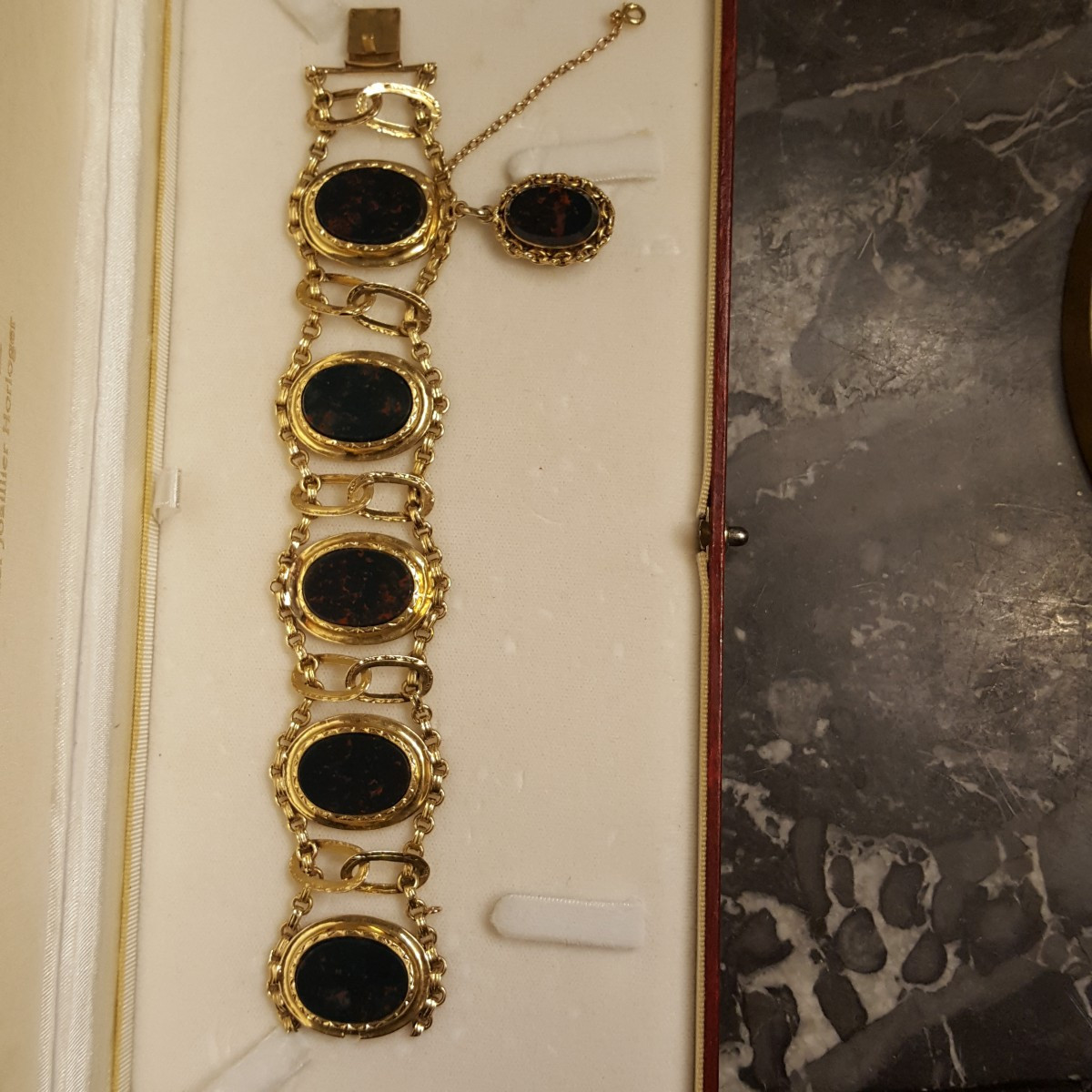 Bracelet Jaspe sanguin et or Charles X