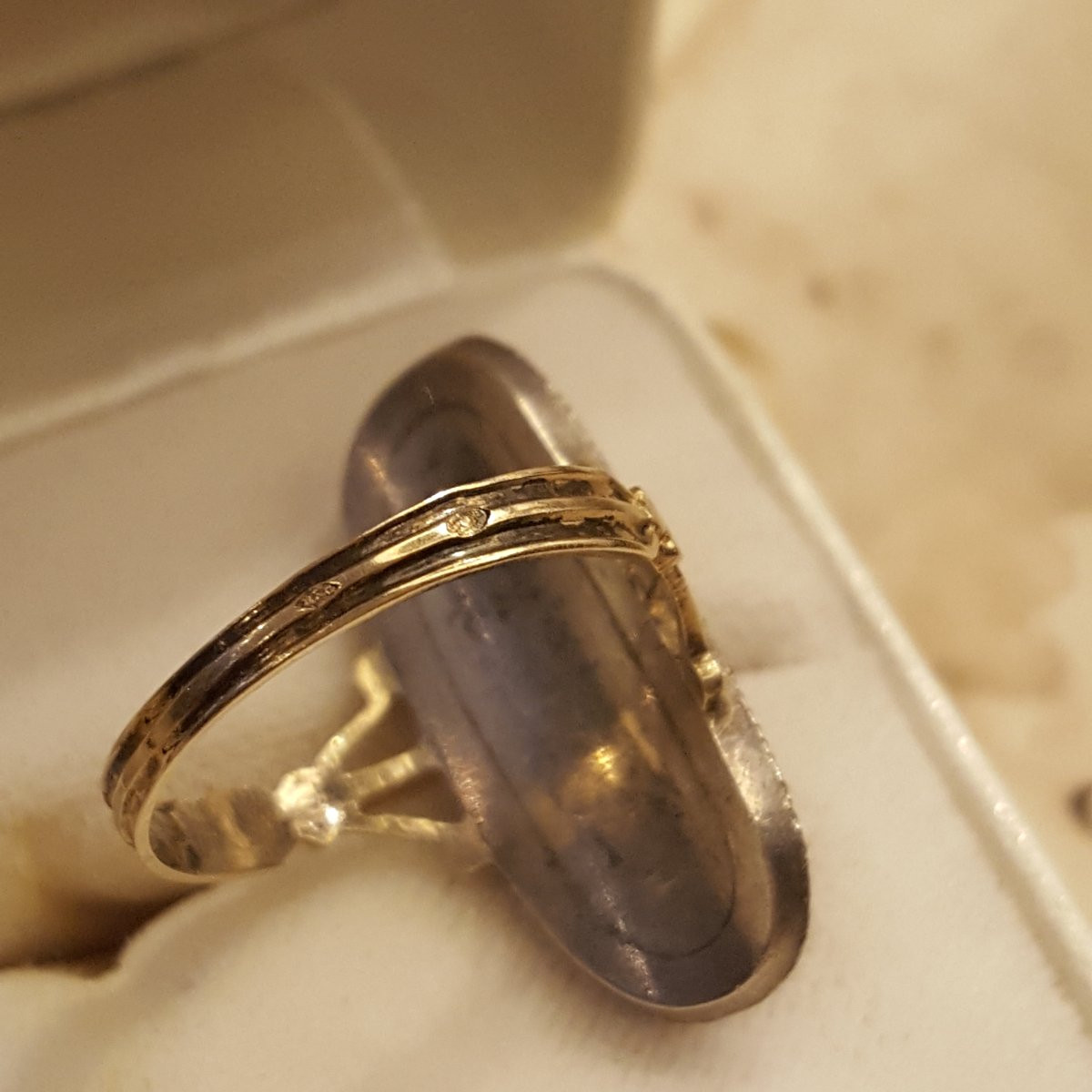 La Pensée Bague Or Et Argent émail Bleu Charles X-photo-3