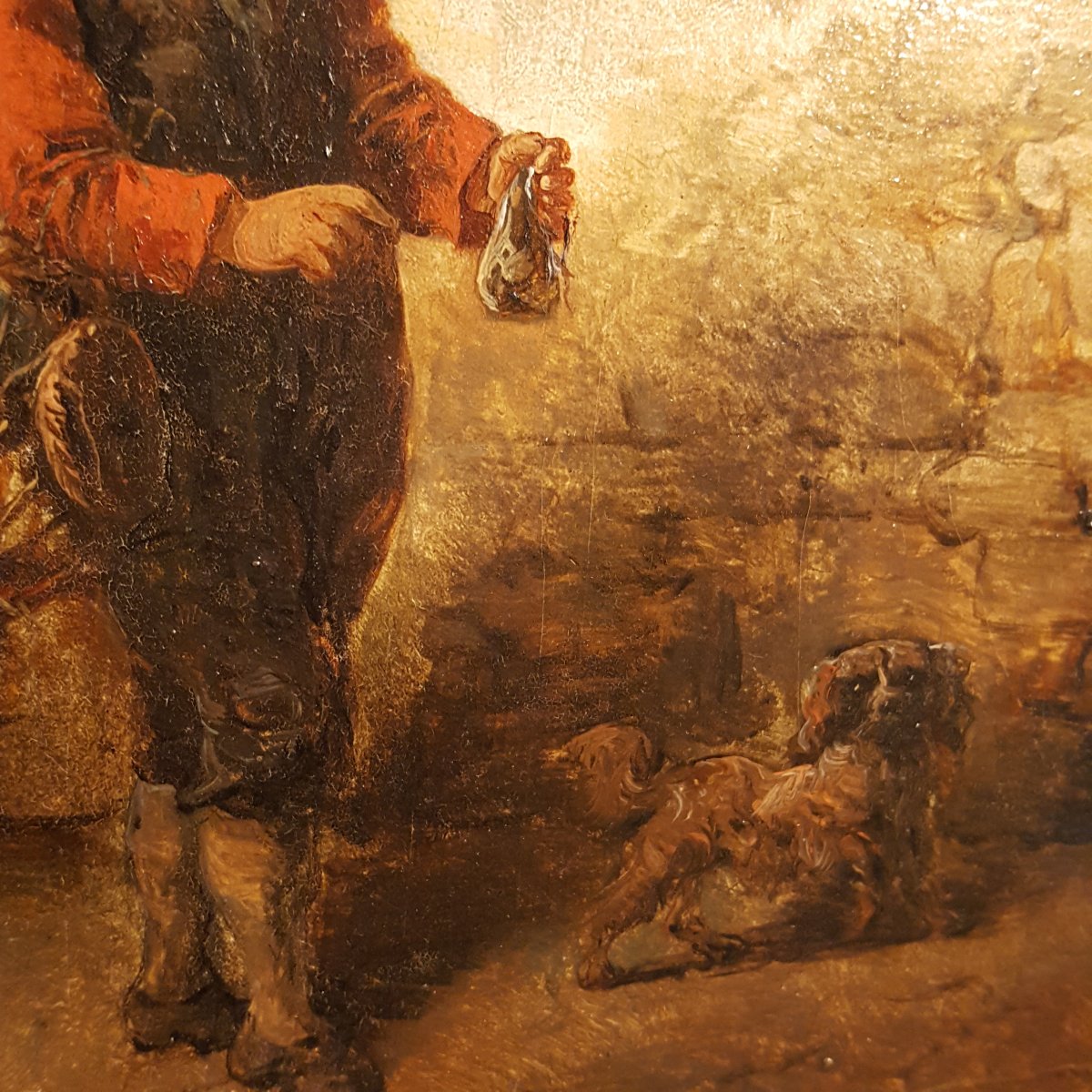The Child And His Dog , 19th Century Painting-photo-3