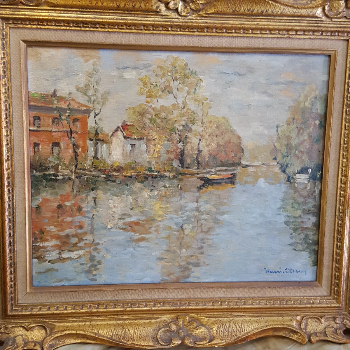 Le Petit Lac à Enghien les Bains :Toile de Henri Stern-photo-2