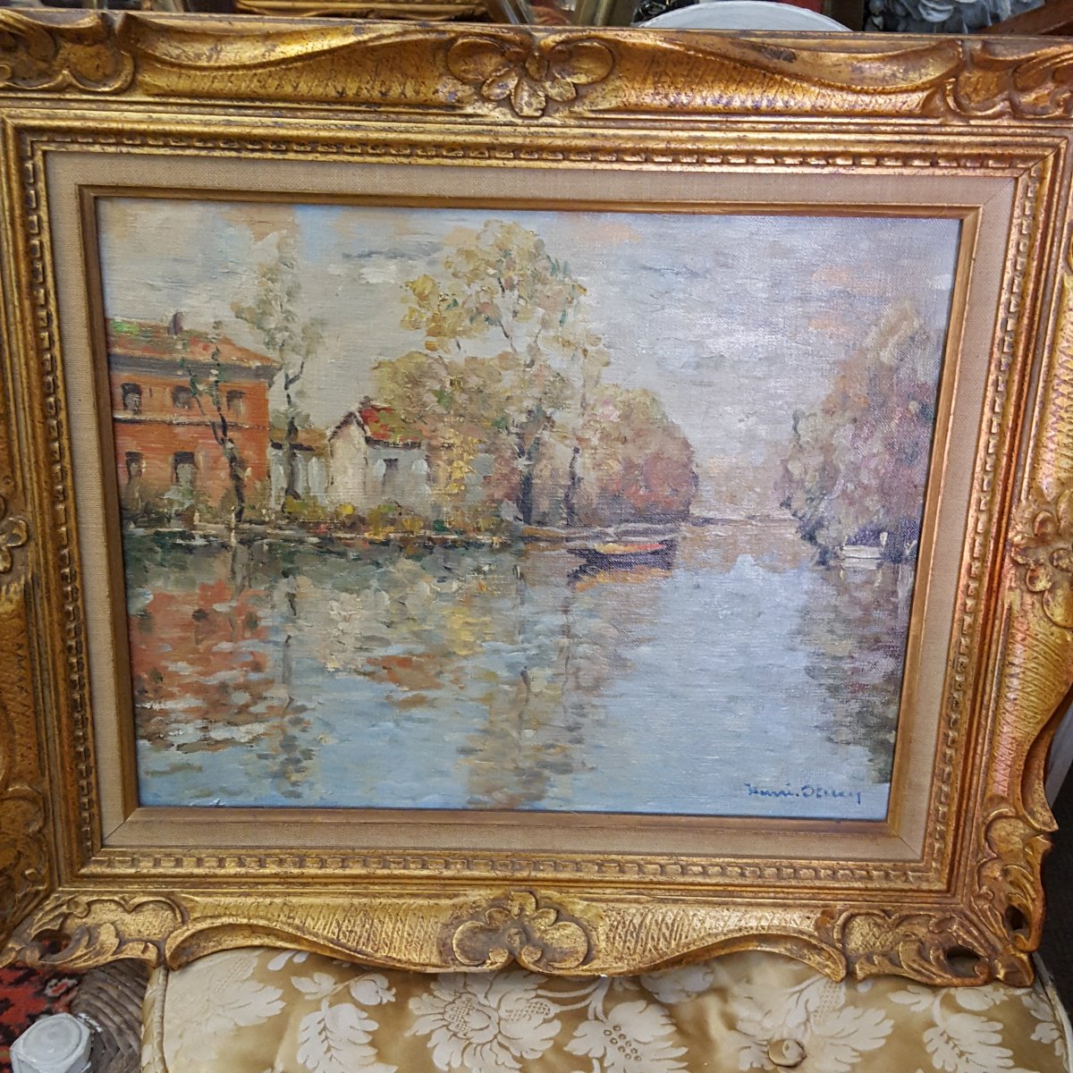 Le Petit Lac à Enghien les Bains :Toile de Henri Stern